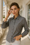 Women's Poplin Pocket Detail Shirt - Trend Buttoned Slim Fit Shirt - 5