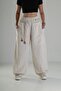 Beige Linen Comfortable Fit Baggy Women's Trousers Coc1291