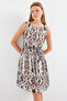 Women's Patterned Zero Sleeve Chiffon Dress Black 1161