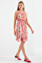 Women's Patterned Zero Sleeve Chiffon Dress Red 1161 - 3