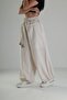 Beige Linen Comfortable Fit Baggy Women's Trousers Coc1291 - 4