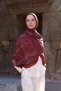 Sunrise Baroque Pattern Shawl - Claret Red - 3