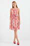 Women's Patterned Zero Sleeve Chiffon Dress Red 1161 - 2