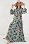 Women's Patterned Long Hijab Dress 2585 - D. Mint - 3