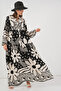 Women's Patterned Long Hijab Dress 2585 - D. Black - 4