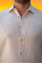 Men's Linen Look Cream Loose Muslin Shirt - 6