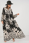 Women's Patterned Long Hijab Dress D.Black 1155 - 4