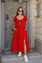 Summer Women's Dress Front Slit Pocket Viscose Relaxed Fit