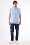 Men's Slim Fit Polo Collar Light Blue T-Shirt - 3
