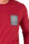 6107 Men's Long Sleeve Crew Neck Pajama Set-Burgundy - 2
