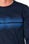 6102 Men's Long Sleeve Crew Neck Pajama Set-Navy Blue - 2