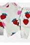 Girls' 100% Cotton White Strawberry Patterned Long Sleeve Winter Pajamas Set - 4