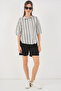 Women's Striped Short Sleeve Shirt 20345 - Black - 2