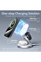 3-in-1 Wireless Charging station Silver, MagSafe 360° charger 15W Stand Fast Charging - 3