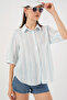 Women's Striped Short Sleeve Shirt 20345 - A.Blue - 4