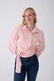 Women's Spanish Sleeve Tie Waist Belted Pink Shirt - 5