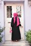 Buttoned Black Hijab Dress 19044S - 4