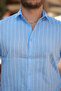 Men's Casual Striped Summer A.Blue Loose Shirt - 3