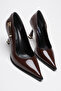 Poni Brown Patent Leather 10 cm Heeled Women's Stiletto