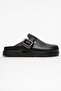 Elnad Women's Genuine Leather Slippers Black - 5
