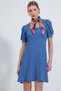 Women's Square Neck Knitted Dress Indigo 1169 - 2