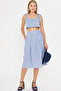 Women's Blue Bustier Skirt Double Set Arm-25Y001092 - 2