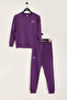 Girl's Winter Oversize Fit Purple Tracksuit Set 311R89W-C-V1 - 2