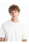 Vizyon New Season White Crew Neck Combed Cotton Men's T-Shirt - 6