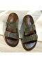 Orthopedic Two-Buckle Men's Khaki Slippers - 2