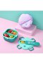 Square Bento Lunch Box Set for Kids, 3-Compartment Portable Food Container with Sealed Lid, C - 4