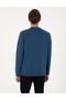 Light Navy Blue 2 Thread Regular Fit Crew Neck Basic Sweatshirt 50314054-Vr059 - 5