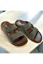 Orthopedic Two-Buckle Men's Khaki Slippers