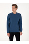 Light Navy Blue 2 Thread Regular Fit Crew Neck Basic Sweatshirt 50314054-Vr059 - 3