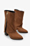 Women's Side Zipper Pointed Toe Daily Boots Volara Tan Suede - 2