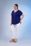 1122457 Women's Plus Size Beria V-Neck Blouse Navy Blue - 2