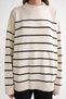 6944 Women's Loose Soft Textured Striped Knitwear Sweater Natural - 5