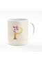 Stylized Printed Designer Coffee Mug, 11 Ounce Ceramic Personal Gift Cup - Custom Initial with Flowe