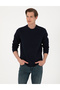 Navy Blue 3 Thread Regular Fit Crew Neck Basic Sweatshirt 50315021-Vr033