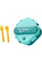 Square Bento Lunch Box Set for Kids, 3-Compartment Portable Food Container with Sealed Lid, C