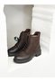 1950865K Lace up and Zippered Khaki Leather Boots for Women