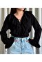 Blouse with Ruffled Collar and Sleeves, Long Sleeves