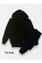 Boys' Black Cotton Hooded Zippered Bottoms with Pockets on the Top Tracksuit Set Suitable for School - 2