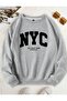Gray Nyc Printed Crew Neck Sweatshirt - 2