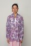 Women's Blue Color Flower Patterned Oversize Cut Shirt