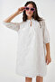 Women's Patterned Short Dress White 1188