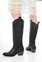 Women's Black Faux Leather Embroidered Cowboy Cowgirl Boots - 3
