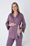 Front Tie Lace Detailed Maternity and Maternity Pajama Set - 5