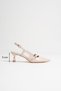 Beige Patent Leather Women's 5 cm Open Back Stiletto Special Design Heel Imported Buckle Stylish Comfortable New Season - 4