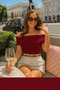 Women's Premium Yarn/Special Yarn Carmen Collar Knitwear Blouse - 2