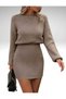 Crew Neck Waist-Tie Women's Knit Dress - 5